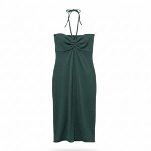 Wild Fable Green Shimmer Halter Knit Tube Mibi Sleeveless Dress | Size L